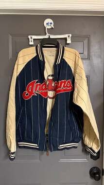 Vintage Mirage MLB Cleveland Indians Chief Wahoo Pinstripe Bomber Jacket